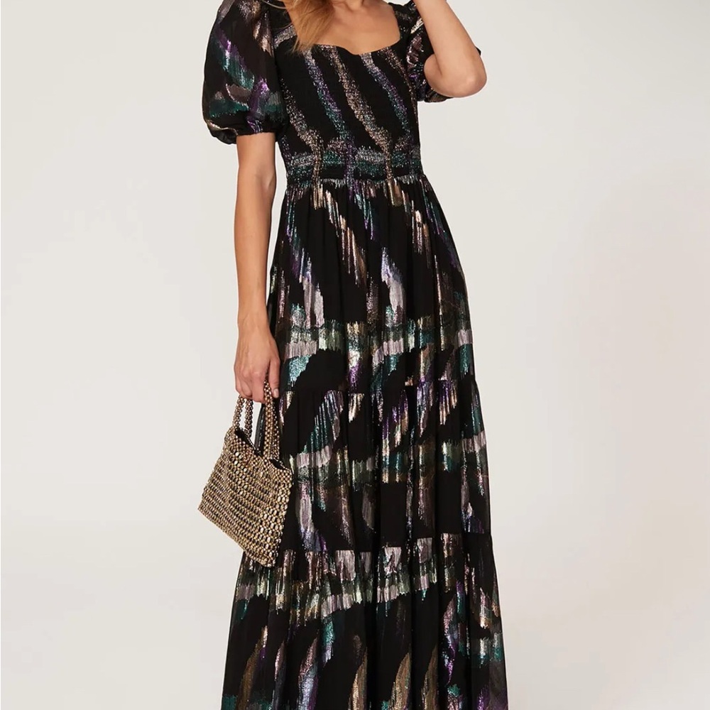 Shoshanna Atley puff shoulder gown 6